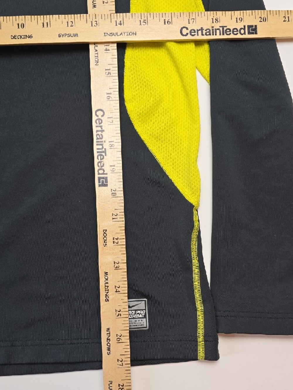 Nike Pro Combat Black/Yellow Dri Fit Top Training Stretch Gym Long Sleeve Shirt - Picture 7 of 7